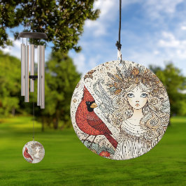 Whimsischer Kardinal und Engel Windspiel