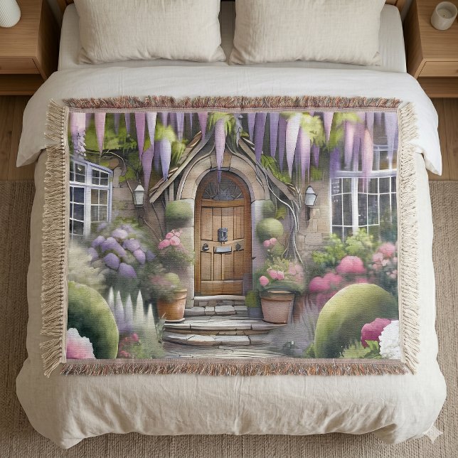 Whimsischer Landhausgartenweg Decke (Whimsical Cottage Garden Pathway Throw Blanket)