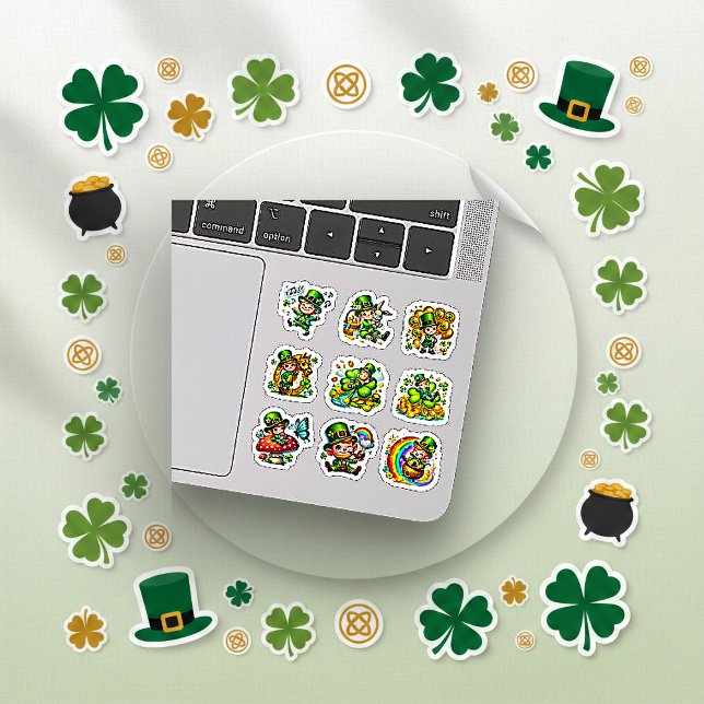 Whimsischer Leprechaun Lucky Shamrock Set Aufkleber (Von Creator hochgeladen)