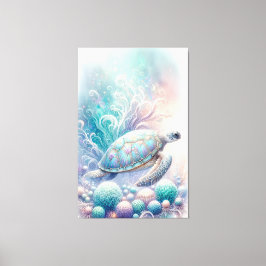 Whimsischer Meeresschildkrötenwall Art Leinwanddruck