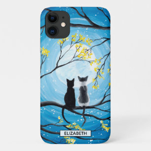 Whimsischer Mond mit Katzen   Name hinzufügen Case-Mate iPhone Hülle