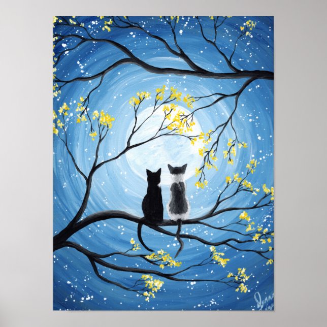 Whimsischer Mond mit Katzen Poster (Vorne)