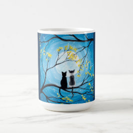 Whimsischer Mond mit Katzen Tasse
