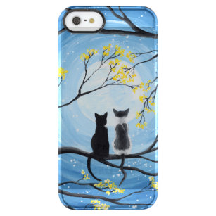 Whimsischer Mond mit Katzen Durchsichtige iPhone SE/5/5s Hülle