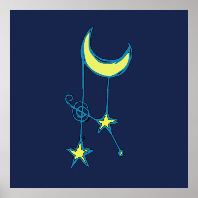 Whimsischer Mond und Sterne Poster (Vorne)