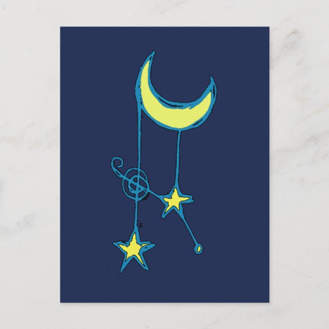 Whimsischer Mond und Sterne Postkarte (Vorderseite)