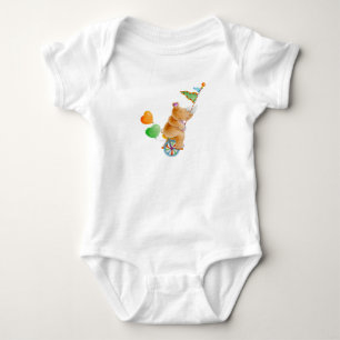 Whimsischer Nashorn-Tier-Zirkus-Aquarell Baby Strampler
