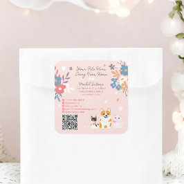 Whimsischer niedlicher Pastellhund-Laufsteg Quadratischer Aufkleber