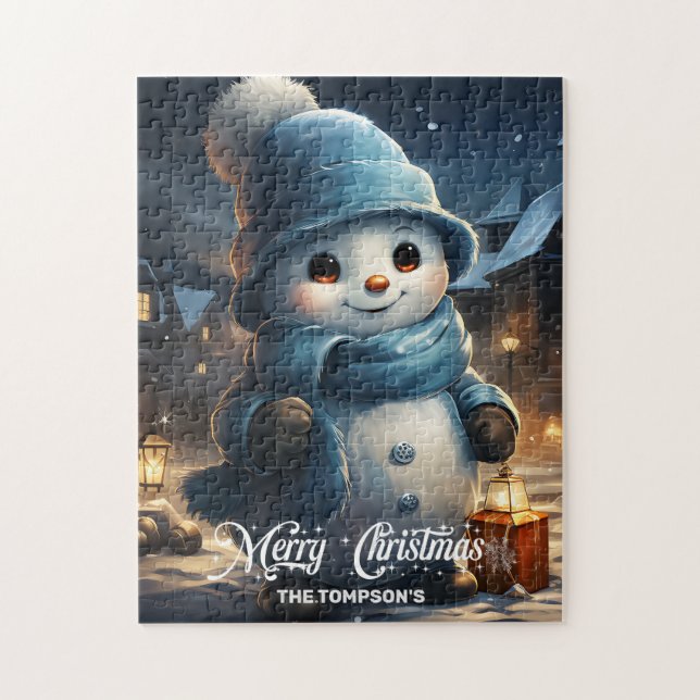 Whimsischer niedlicher Schneemann mit Weihnachtsla Puzzle (Vertikal)