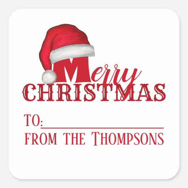 Whimsischer Niedlicher Urlaub Weihnachtsmann Weihn Quadratischer Aufkleber (Vorderseite)