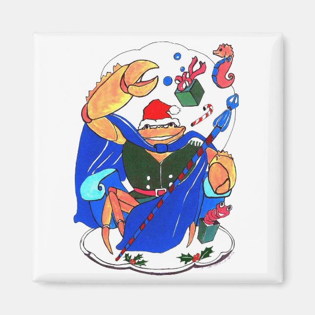 Whimsischer Niedlicher Weihnachtskönig Crab Santa  Magnet (Vorne)