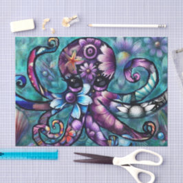 Whimsischer Oktopus Aquamarine Küstenküste Seidenpapier