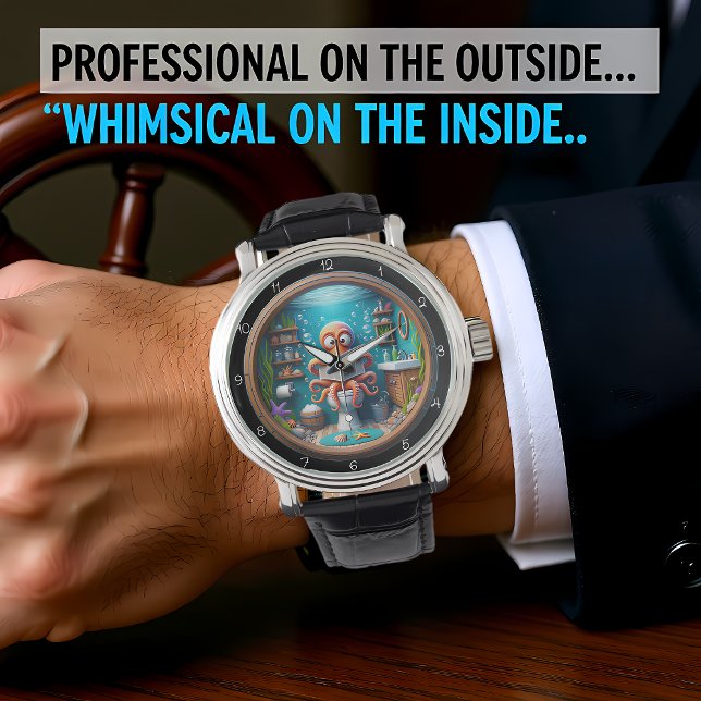 Whimsischer Oktopus auf der Toilettenuhr Funny Armbanduhr (Von Creator hochgeladen)