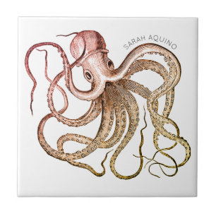 Whimsischer Oktopus und Tentakel Name Tile Fliese