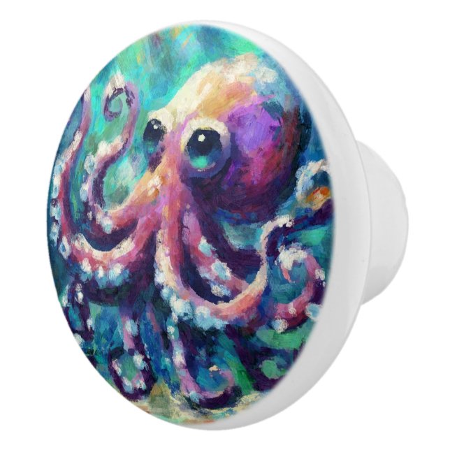 Whimsischer Oktopusküste Nautical Beach Keramikknauf (Rechts)