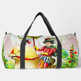 Whimsischer Ostergruss: Rider auf Riesenkick Duffle Bag