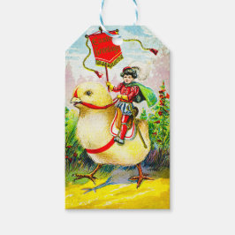 Whimsischer Ostergruss: Rider auf Riesenkick Geschenkanhänger