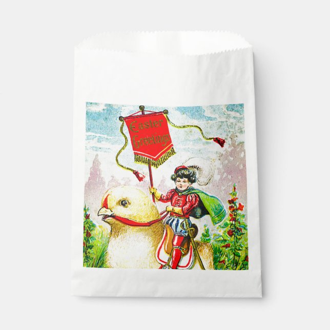 Whimsischer Ostergruss: Rider auf Riesenkick Geschenktütchen (Vorderseite)