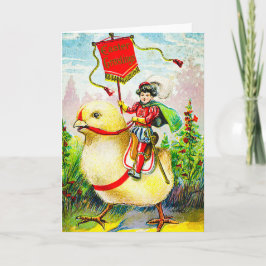 Whimsischer Ostergruss: Rider auf Riesenkick Karte