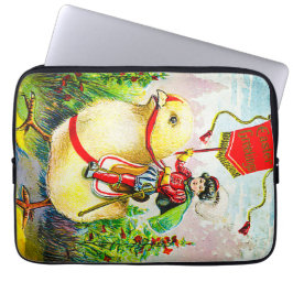 Whimsischer Ostergruss: Rider auf Riesenkick Laptopschutzhülle