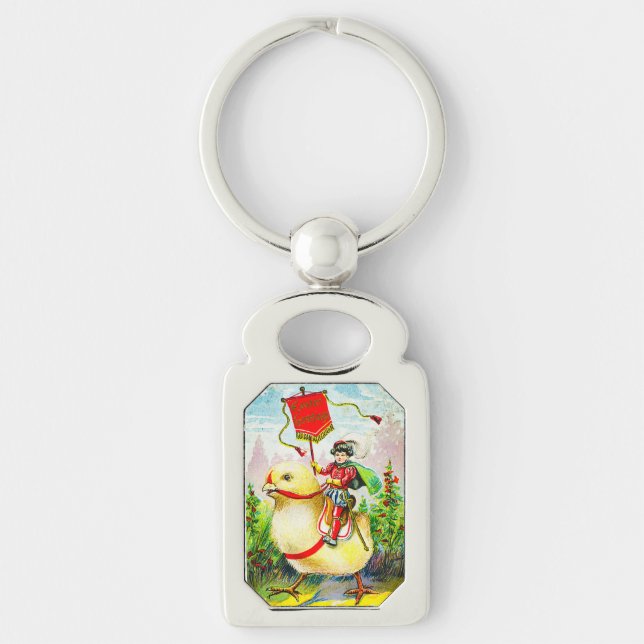 Whimsischer Ostergruss: Rider auf Riesenkick Schlüsselanhänger (Vorderseite)