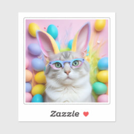 Whimsischer Osterkatze mit sonnigen Ohren Aufkleber