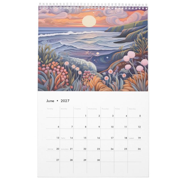 Whimsischer Pastellstrand Kalender (Jun 2027)