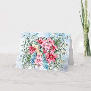 Whimsischer Pink Weihnachten Florals & Sea Turtle 