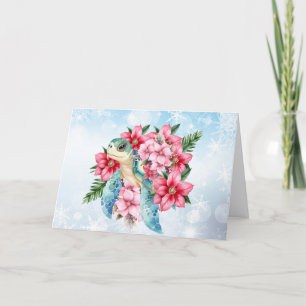 Whimsischer Pink Weihnachten Florals & Sea Turtle 