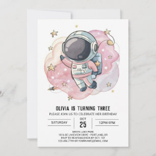 Whimsischer Raketenwhimsy-Astronaut zum Geburtstag Einladung