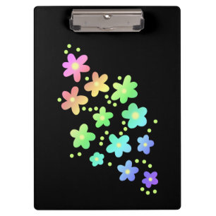 Whimsischer Regenbogen Blume Schwarz Klemmbrett