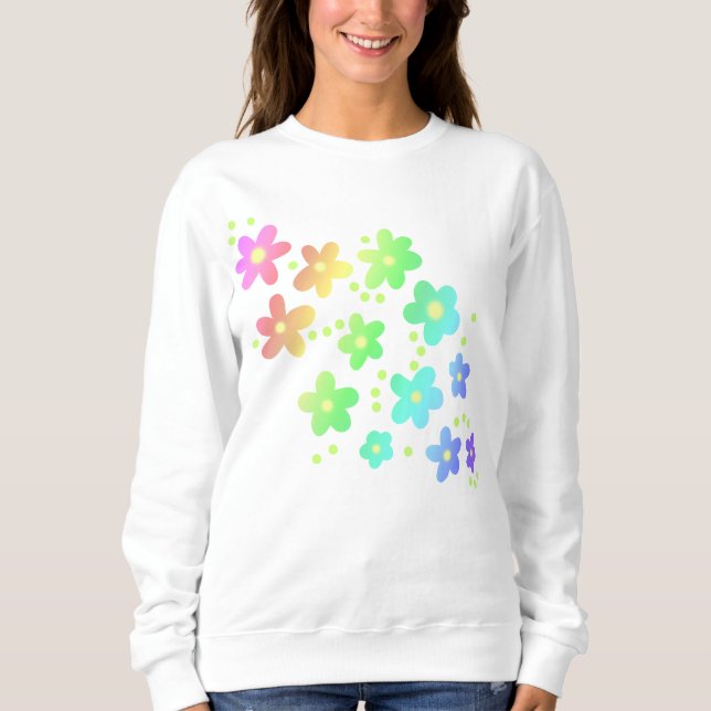Whimsischer Regenbogen Blume Sweatshirt (Vorderseite)