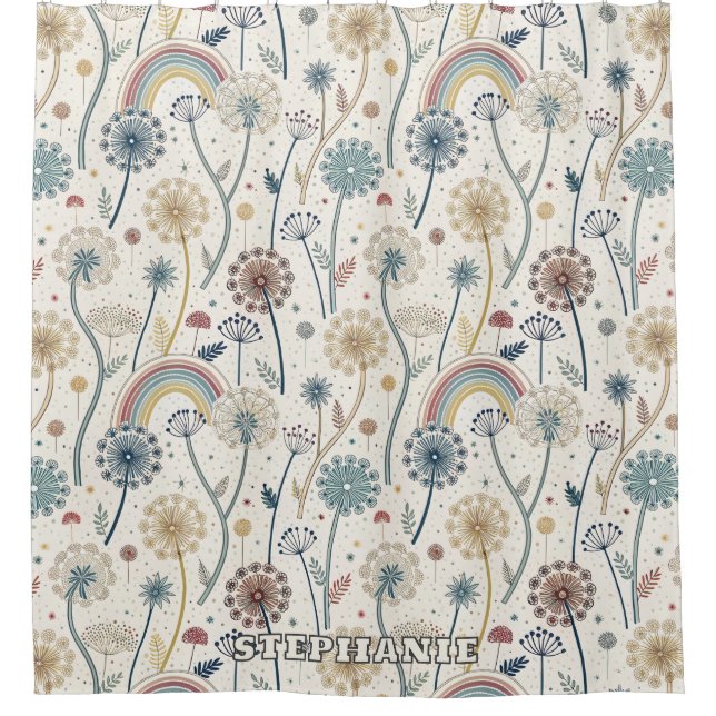 Whimsischer Regenbogen und botanische Lüsterne (2) Duschvorhang (Vorderseite)