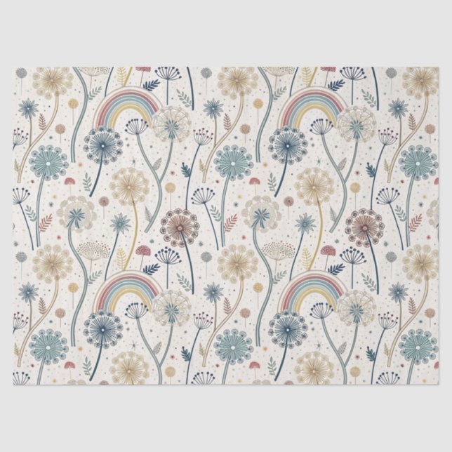 Whimsischer Regenbogen und botanische Lüsterne (2) Seidenpapier (Vorderseite)