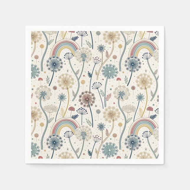 Whimsischer Regenbogen und botanische Lüsterne (2) Serviette (Vorderseite)