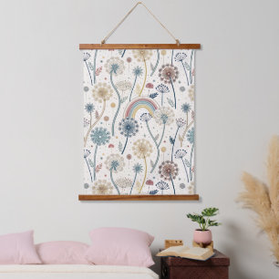 Whimsischer Regenbogen und botanische Lüsterne (2) Wandteppich Mit Holzrahmen