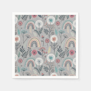 Whimsischer Regenbogen und Botanischer Regenbogen Serviette