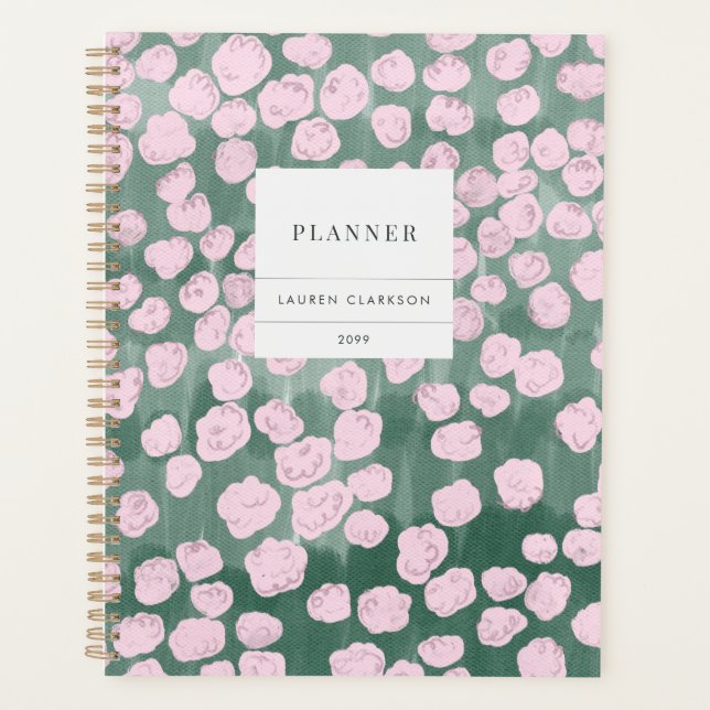 Whimsischer rosa Blumenplaner Planer (Vorderseite)