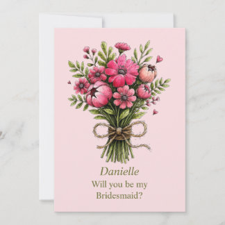Whimsischer rosa Blumenstrauß Brautparty Antrag