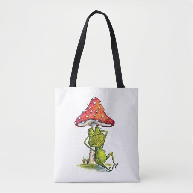 Whimsischer Schlaffrosch unter einem Pilz (Vorderseite)