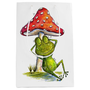 Whimsischer Schlaffrosch unter einem Pilz Mittlere Geschenktüte