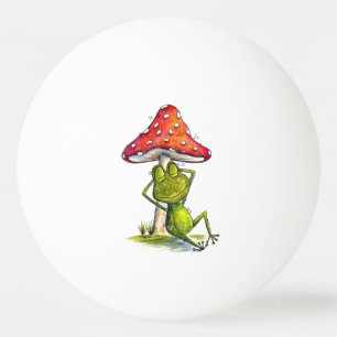 Whimsischer Schlaffrosch unter einem Pilz Tischtennisball