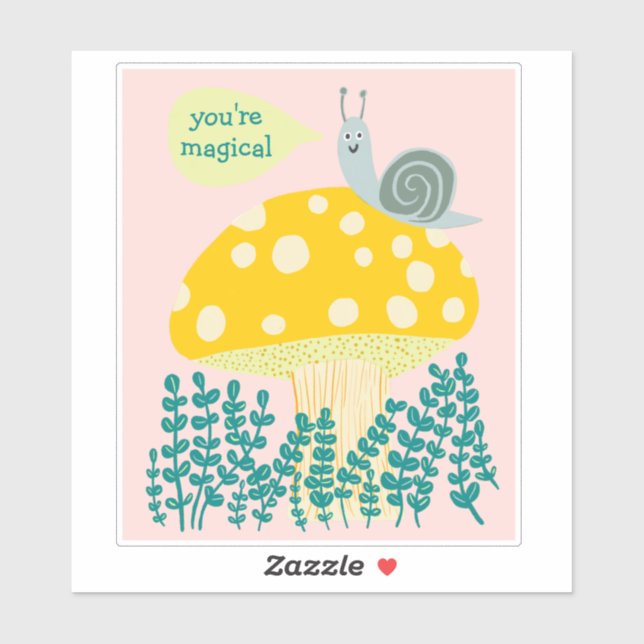 Whimsischer Schnecke auf Magischen Pilz CUSTOM Aufkleber (Blatt)