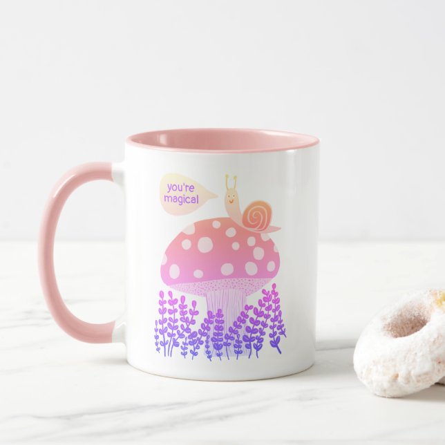 Whimsischer Schnecke auf Magischen Pilz CUSTOM Tasse (Mit Donut)