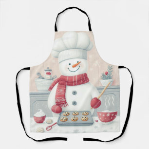 Whimsischer Schneemann Weihnachtsfeier Schürze - F