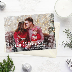 Whimsischer Snowflake Rahmen Weihnachtsfotokarte Feiertagskarte