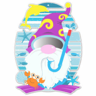 Whimsischer Sommer Schnorchel Gnome Aufkleber