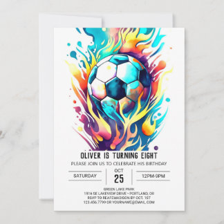 Whimsischer Sport druckbarer Fußball Geburtstag Einladung