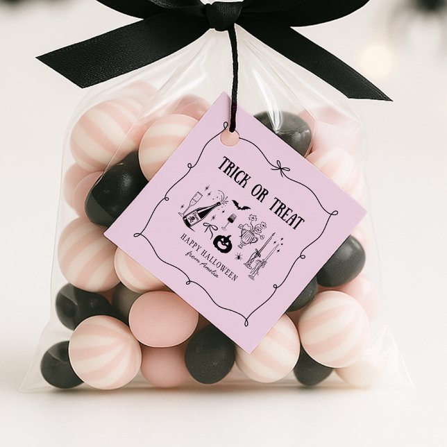 Whimsischer Trick oder Leckerbissen , rosa Hallowe Geschenkanhänger (Von Creator hochgeladen)