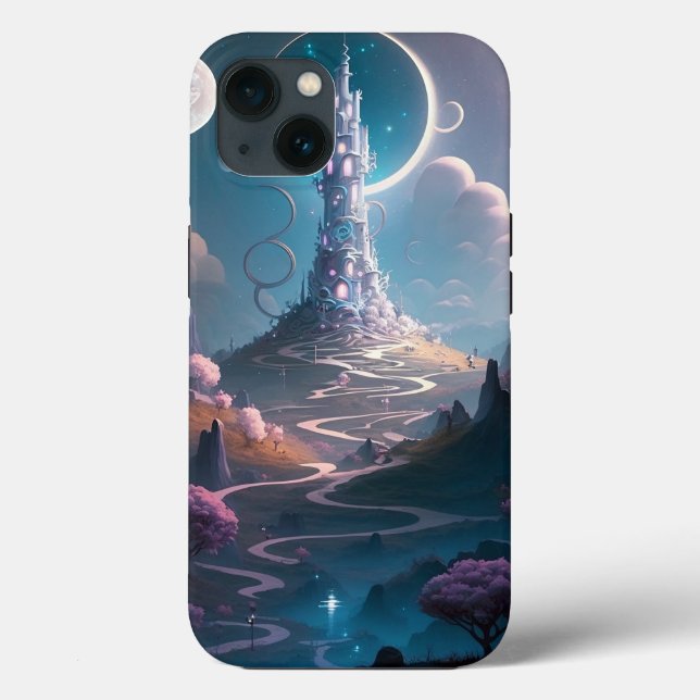 Whimsischer Turm Landschaft Fantasy Art Case-Mate iPhone Hülle (Rückseite)